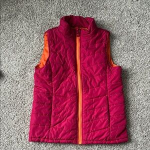Land’s End Girls Small Pink and Orange Quilted Vest